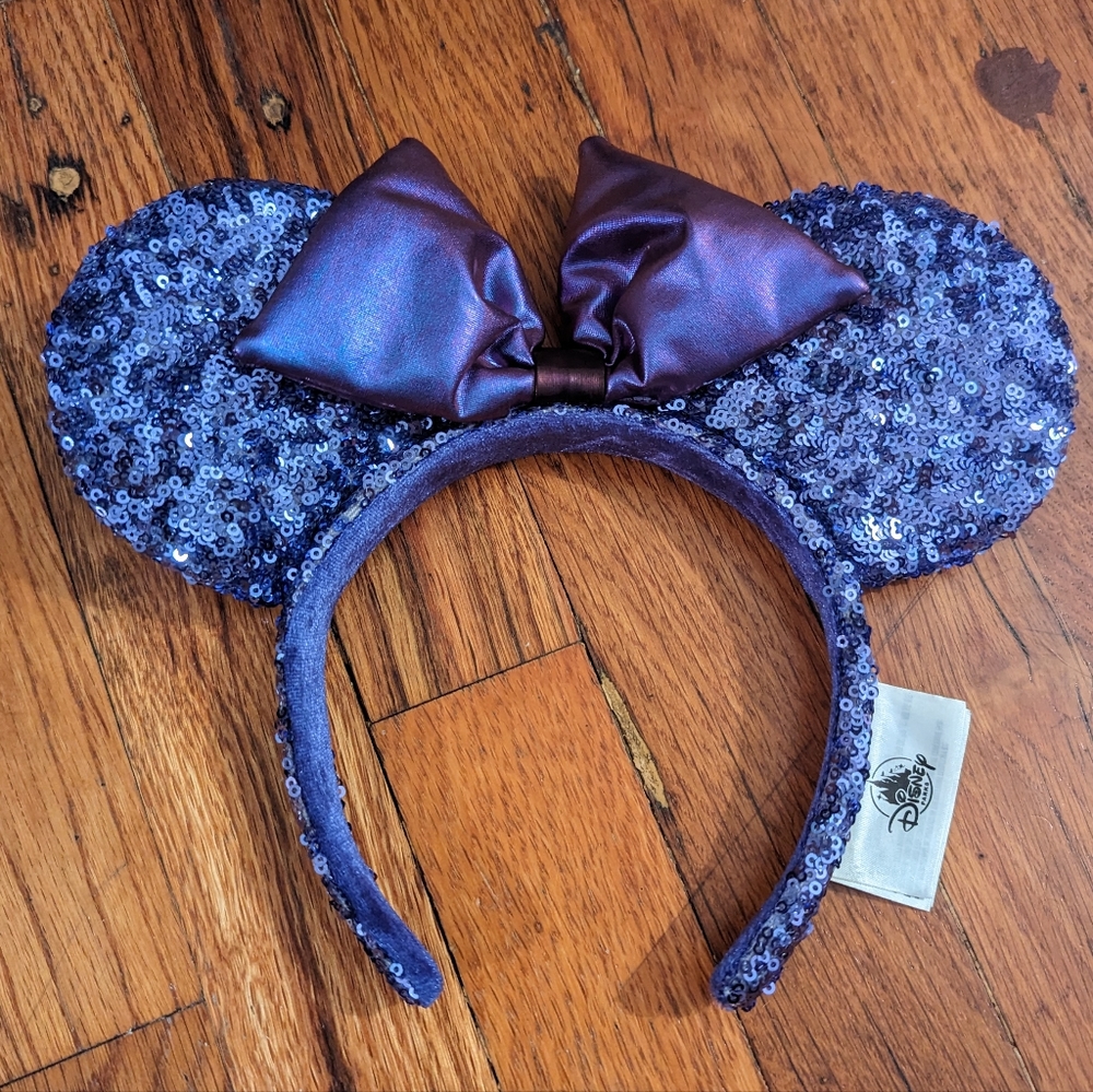Cute Purple Holographic Sequined Mickey Ears